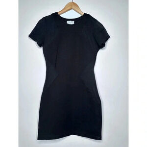 ADDISON Black Mesh Sleeve Ponte’ Bodycon Mini Dress Size XS